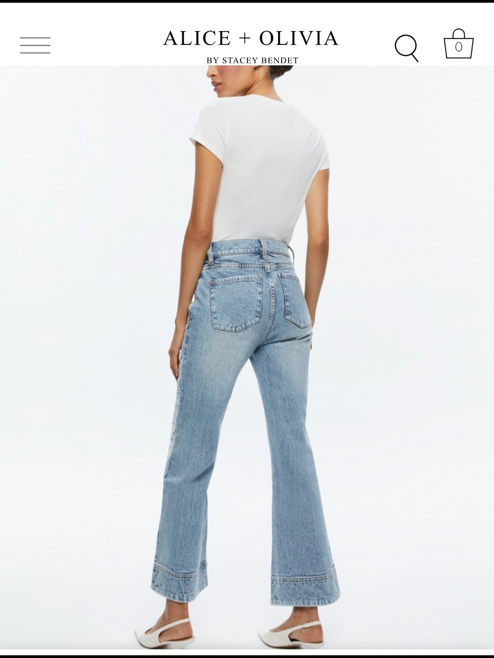 Alice + Olivia Light Blue Embroidered Flare Jeans - Picture 4 of 7